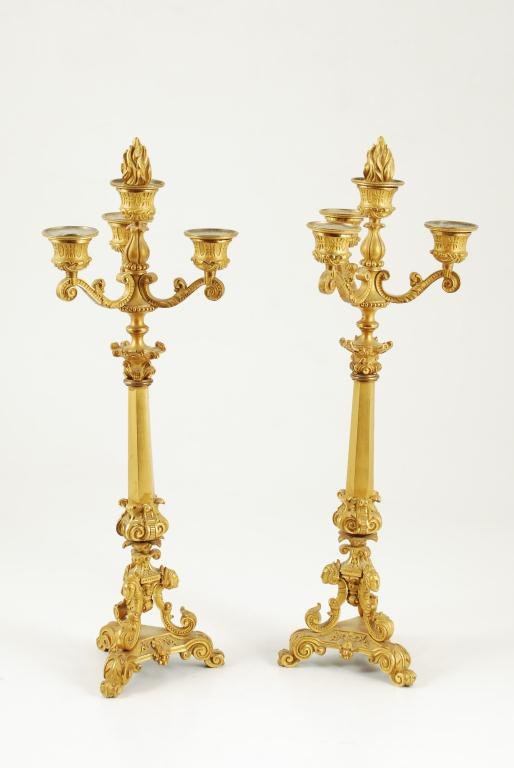 (19th c) FRENCH EMPIRE GILT BRONZE CANDELABRAS (1 of 4)