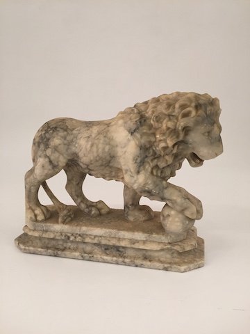 ITALIAN ALABASTER SCULPTURE OF THE MEDICI LION (1 of 5)