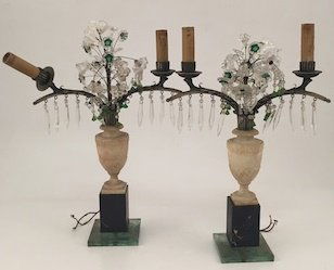 PAIR OF ALABASTER URN BASE CANDELABRUMS (1 of 6)