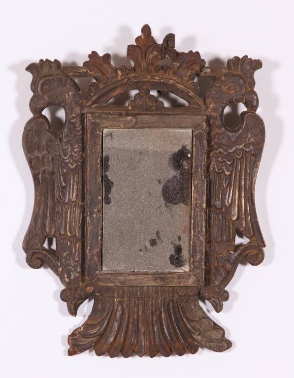 (18th c) CARVED AND PAINTED CONTINENTAL MIRROR (1 of 4)