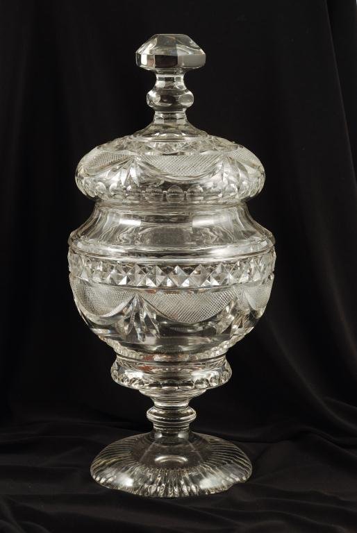 CUT GLASS URN FORM VASE AND COVER (1 of 2)