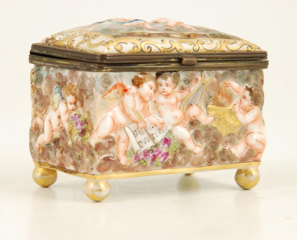(19th c) CAPODIMONTE BRASS MOUNTED DRESSER BOX (1 of 8)
