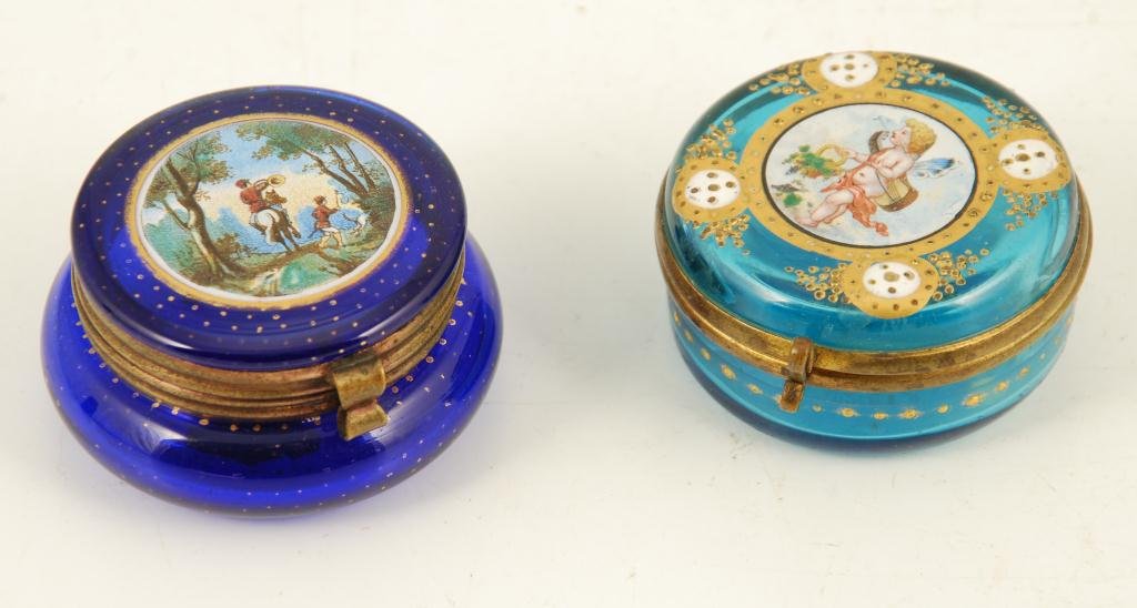 (2) MINIATURE GLASS BOXES WITH PAINTED SCENES (1 of 7)