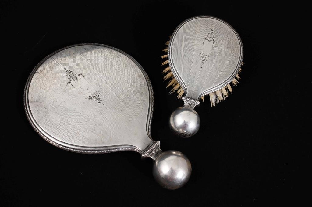 STERLING SILVER BRUSH AND HAND MIRROR (1 of 10)