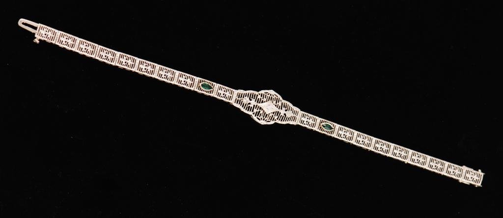 14K WHITE GOLD DIAMOND AND EMERALD BRACELET (1 of 3)