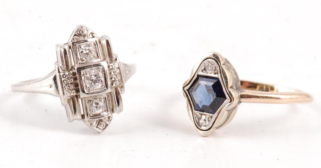 18K GOLD DIAMOND RING w/ SAPPHIRE RING (1 of 6)