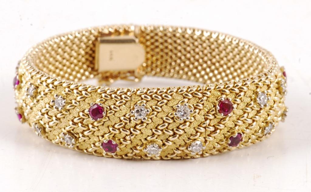 14K GOLD RUBY DIAMOND WATCH BRACELET (1 of 4)