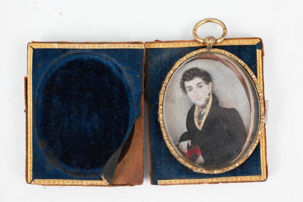 (Early 19thc) MINIATURE ON IVORY OF A GENT w/ BOOK (1 of 4)