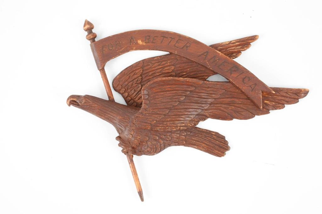 (19th c) FOLK CARVED AMERICAN EAGLE WITH BANNER (1 of 6)