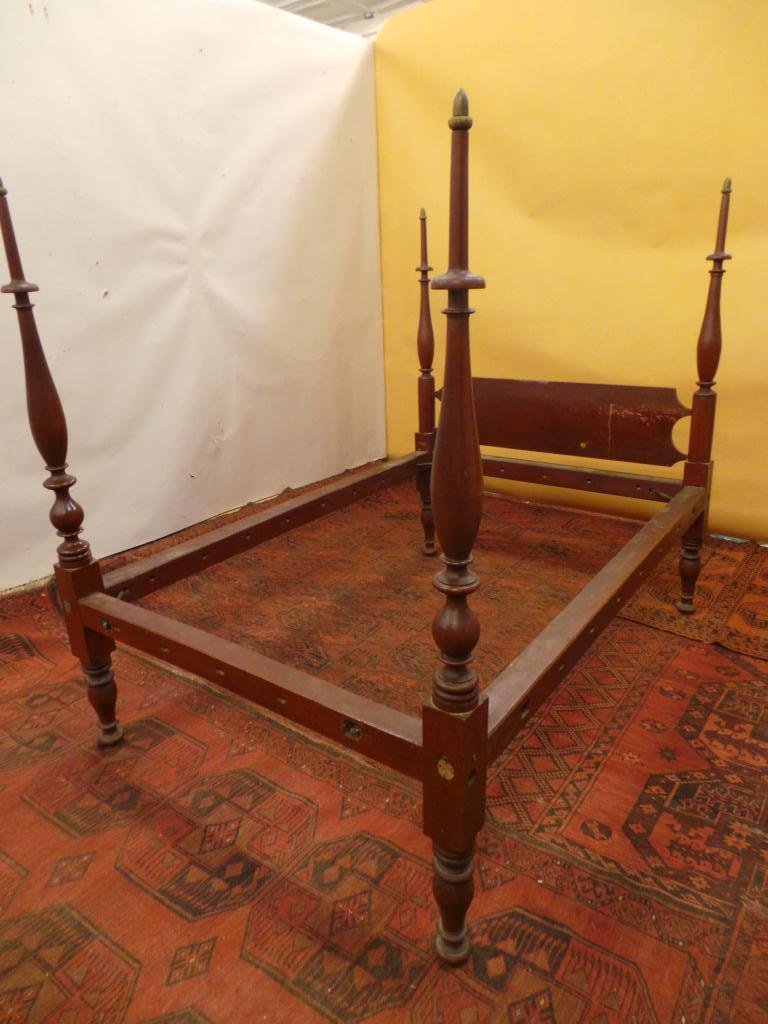 (19th c) FEDERAL PERIOD ROPE BED IN RED WASH (1 of 7)