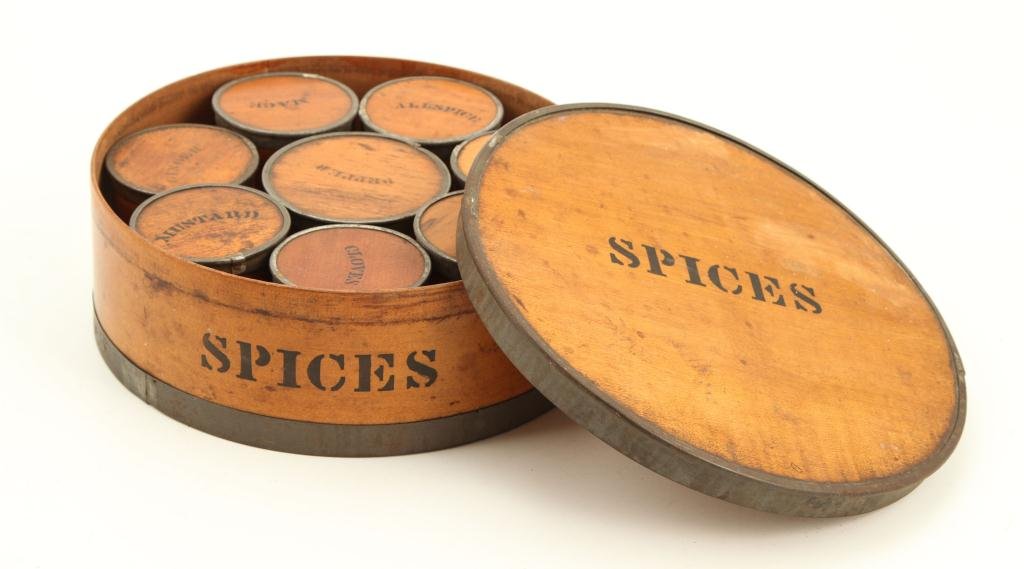 SHAKER SPICE BOX PANTRY CANISTER SET c. 1858 (1 of 6)