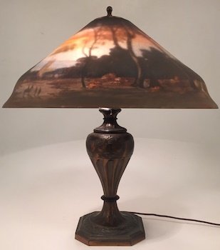 PAIRPOINT ART GLASS TABLE LAMP SIGNED G. MORLEY (1 of 8)