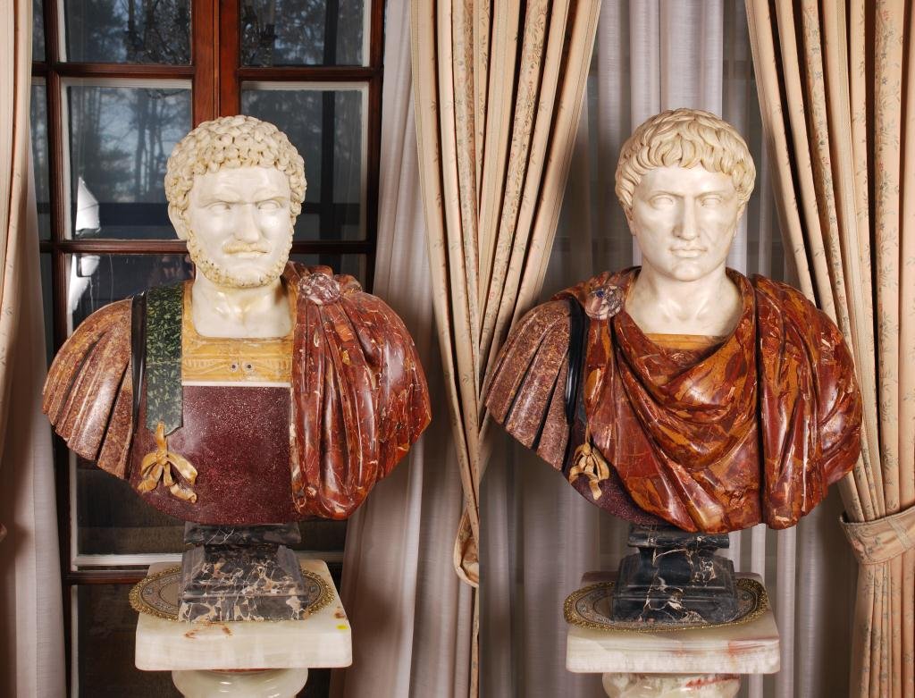 Pair of Italian Marble Busts of Roman Emperors (1 of 10)