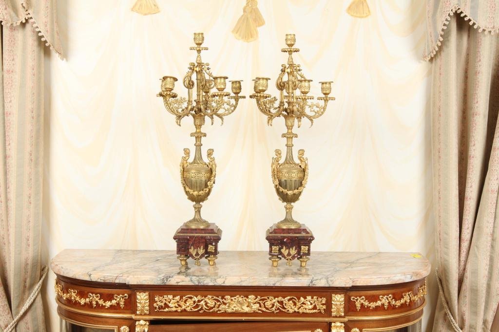 Pair of Late 19th c French Six Light Candelabras (1 of 10)
