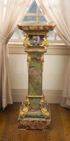 19th c Rococo style Ormolu Mtd Green Onyx Pedestal (1 of 1)