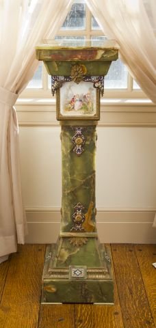 19th c Rococo style Ormolu Mtd Green Onyx Pedestal (1 of 1)