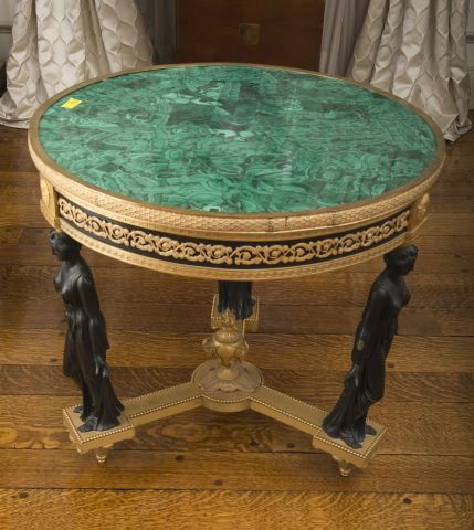 20th c Empire Style Malachite top Gueridon (1 of 1)