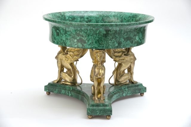 20th c Gilt Bronze and Malachite Centerpiece (1 of 1)
