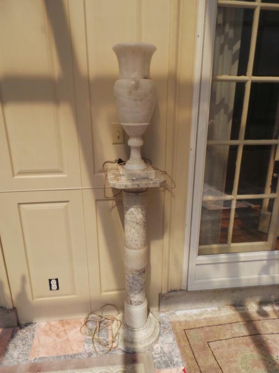 Pair of Turn of the Century Alabaster Vase Lamps (1 of 2)