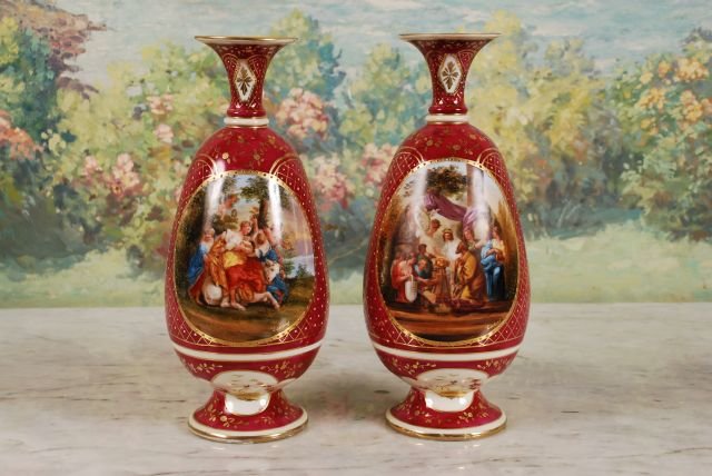 Pair of Late 19th c Royal Vienna Vases (1 of 10)
