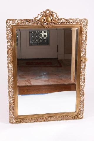 19th c Pierced Brass Hall Mirror (1 of 4)