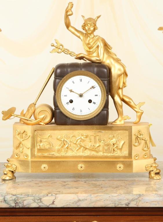 French Empire Gilt Bronze Figural Clock (1 of 6)