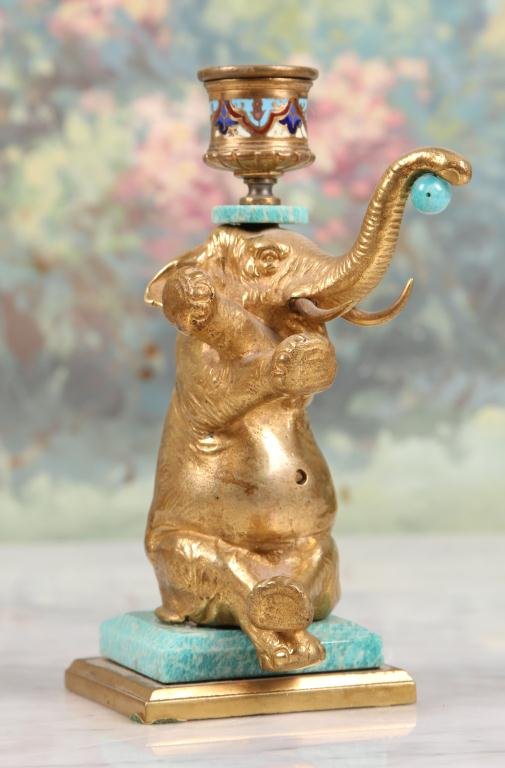 Russian Gilt Bronze Elephant Candlestick (1 of 5)