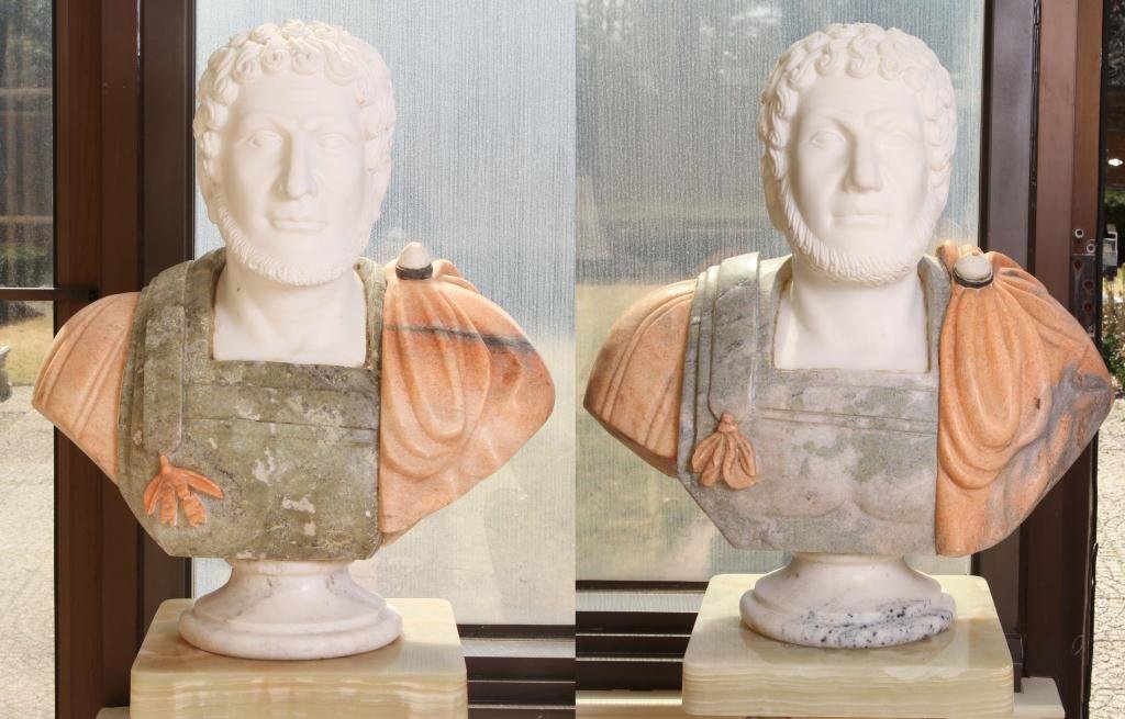 Pair of Modern Marble Carved Busts (1 of 10)