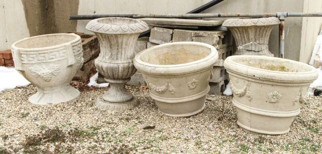 Group of Five Concrete Planters (1 of 4)