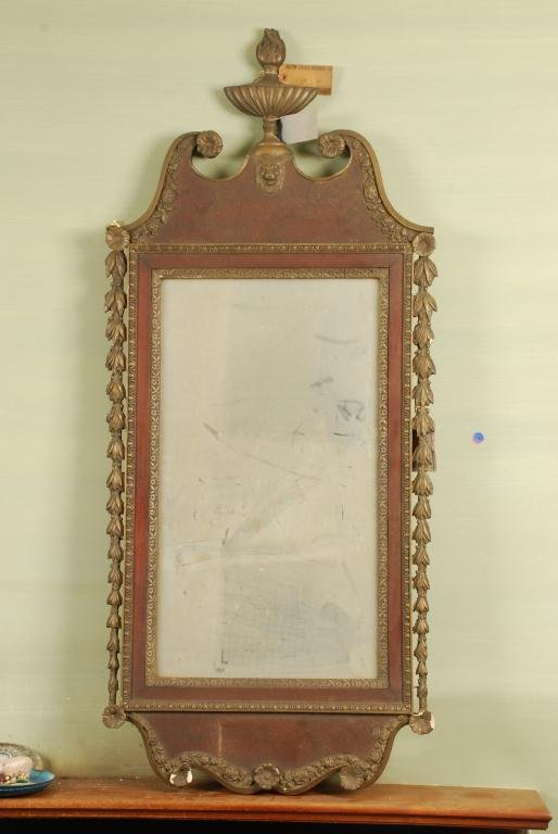(18th c) CHIPPENDALE PARTIAL-GILT LOOKING GLASS (1 of 6)