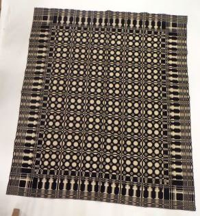 ANTIQUE BLUE AND WHITE WOOL COVERLET (1 of 2)