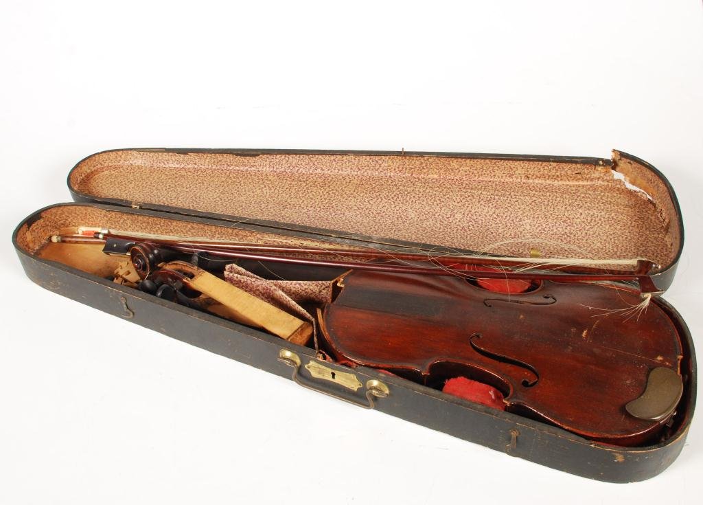 (2) INTERESTING (19th c) VIOLIN BOWS AND A VIOLIN (1 of 6)