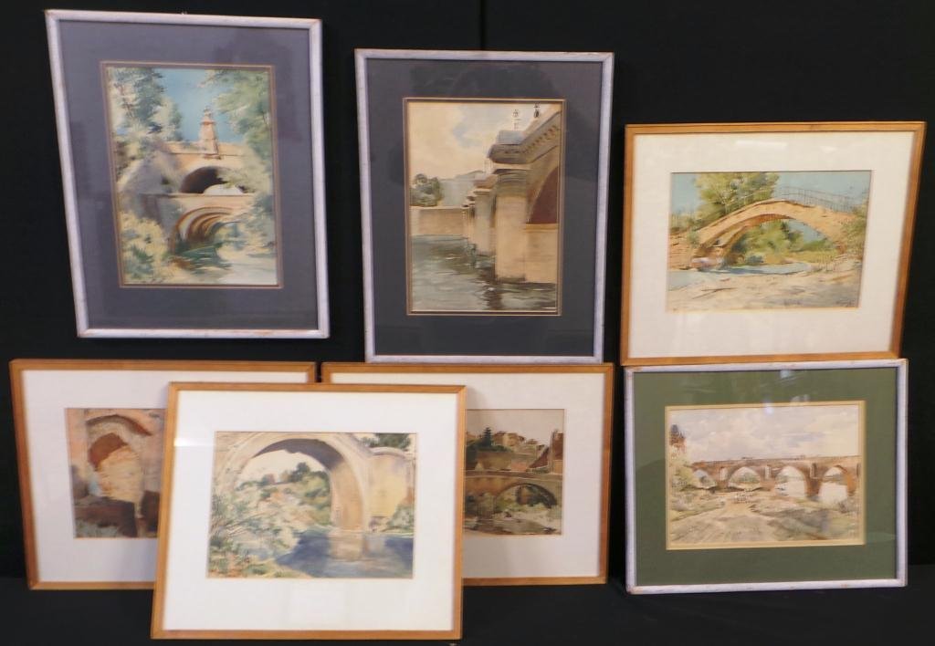 SUITE OF (7) FRAMED ARTWORKS OF EUROPEAN BRIDGES (1 of 6)