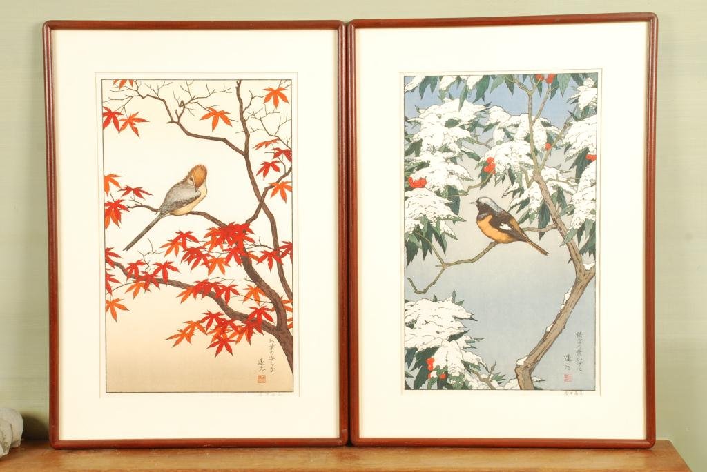 TWO TOSHI YOSHIDA JAPANESE WOODBLOCK PRINTS OF BIRDS (1 of 5)