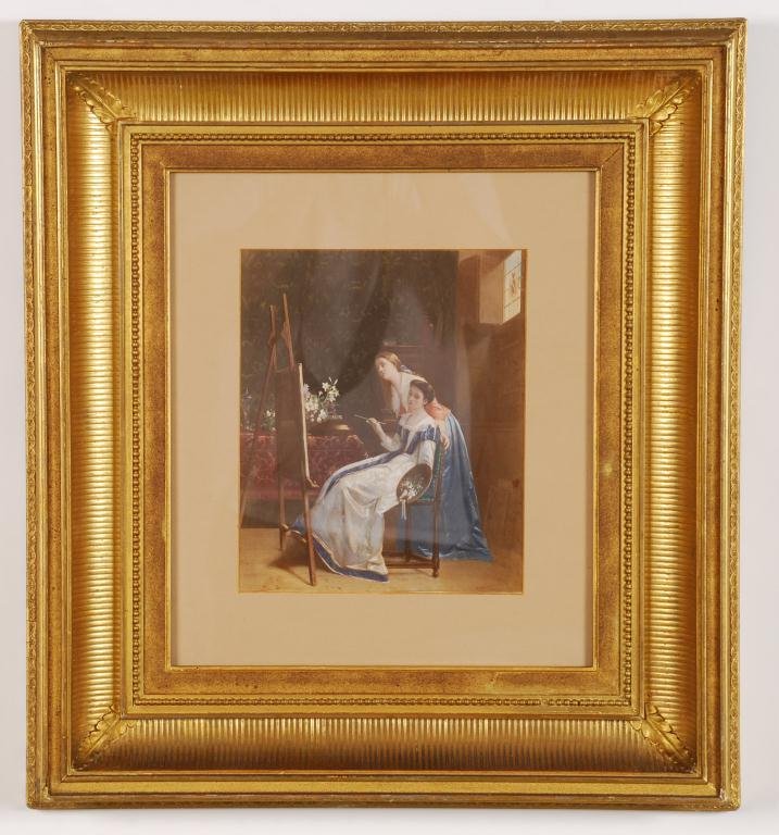 (19th c) VICTORIAN HAND COLORED PRINT (1 of 2)