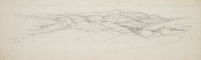 JOHN W. HATCH (1919-1998) Mount Washington: "The White Mountains / Presidential Mountains" pencil on paper board 7 x 22 inches. unsigned, unframed. Estate stamped.