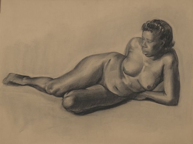 JOHN W. HATCH (1919-1998) Yale: "Female Nude" charcoal 18 x 24 1/2 inches. signed and dated 1947. unframed