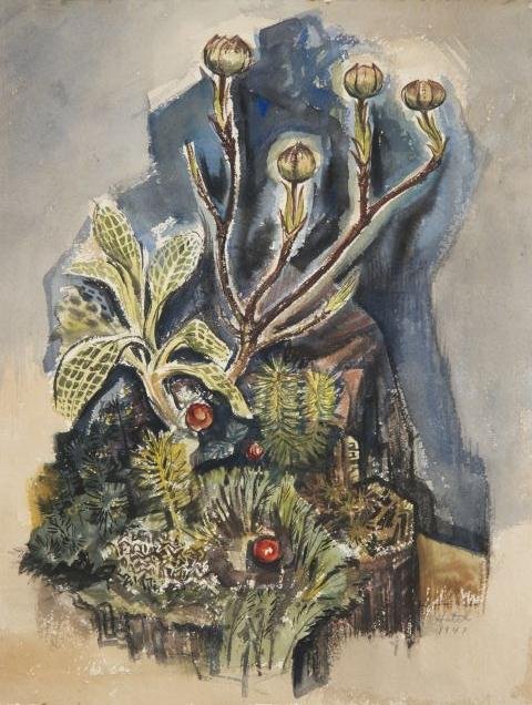 JOHN W. HATCH (1919-1998) Early work: "Indoor Garden Lake Place, New Haven" watercolor 14 x 11 inches. signed and dated 1947. unframed.