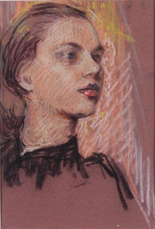 JOHN W. HATCH (1919-1998): "Portrait of a Young Girl" pastel 13 x 9 inches, unsigned, framed 20 x 16 inches (overall). Estate stamped.