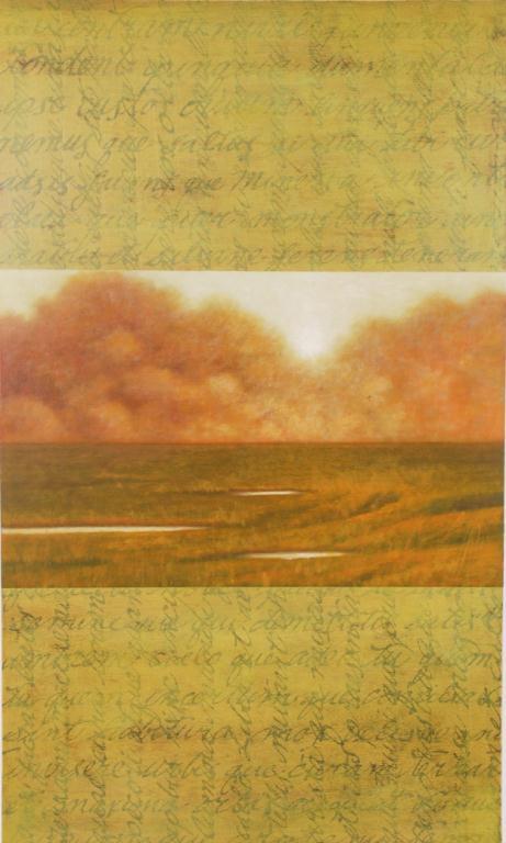 WADE D. HOEFER (b. 1951): "Distancia II" oil on panel 24 x 40 inches. signed, frame integral to the painting. 24 x 40 inches (overall)