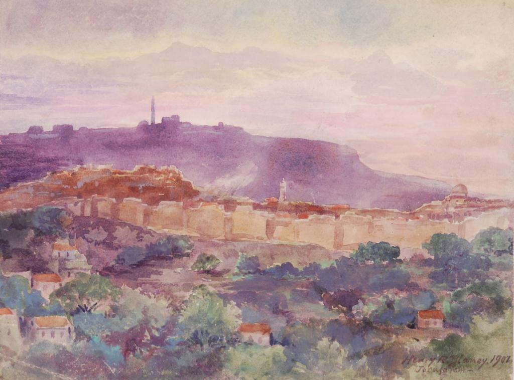 HENRY ROBINSON BLANEY (1855-1933) JERUSALEM: "Sunrise Jerusalem June 1901" watercolor 11 x 14 3/4 inches. signed, unframed Note: The artist lived for 8 years in Algeria and the Holy Land. His specialty was oriental and tropical subjects in water