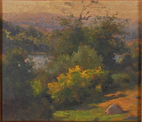 AMERICAN SCHOOL (20th c) Landscape with Blue Hill (1 of 3)