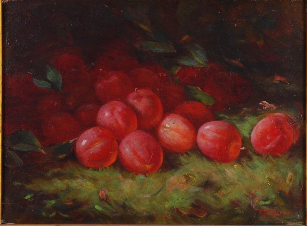 DOUGAL F. ANDERSON (1854-1921): "Still Life with Plums" oil on board 9 x 12 inches. signed. framed 16 1/2 x 20 inches.