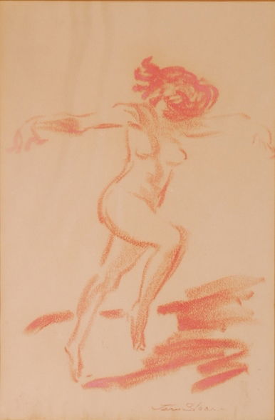 JOHN SLOAN (1871-1951): "Nude Dancer" pastel on paper 15 x 10 inches, signed, framed 25 x 20 inches (overall)