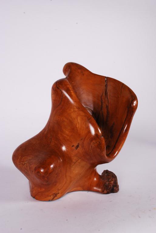 ANDREA ALUKONIS (20th c) Copley Society Artist: "All that - and all..." burl cherry. signed. 18 x 17 x 13 inches.