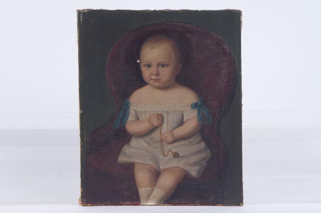 (19th c) PRIMITIVE PORTRAIT OF A TODDLER (1 of 6)