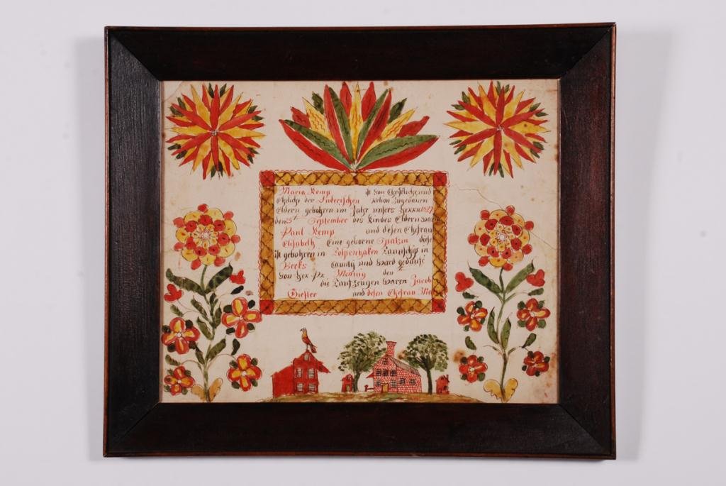 (19th c) FRAKTUR DOCUMENTING BIRTH BERKS COUNTY (1 of 4)