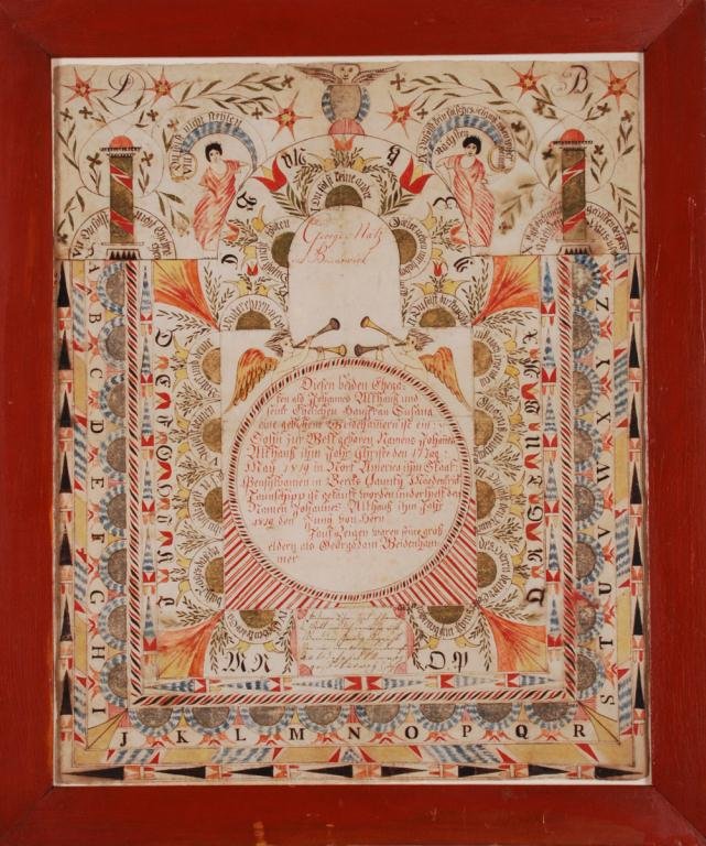 ELABORATE FRAKTUR with ANGELS and ALPHABET (1 of 4)