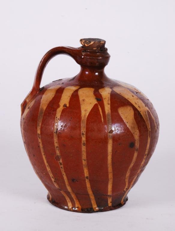(19thc ) SLIP DECORATED REDWARE JUG (1 of 3)