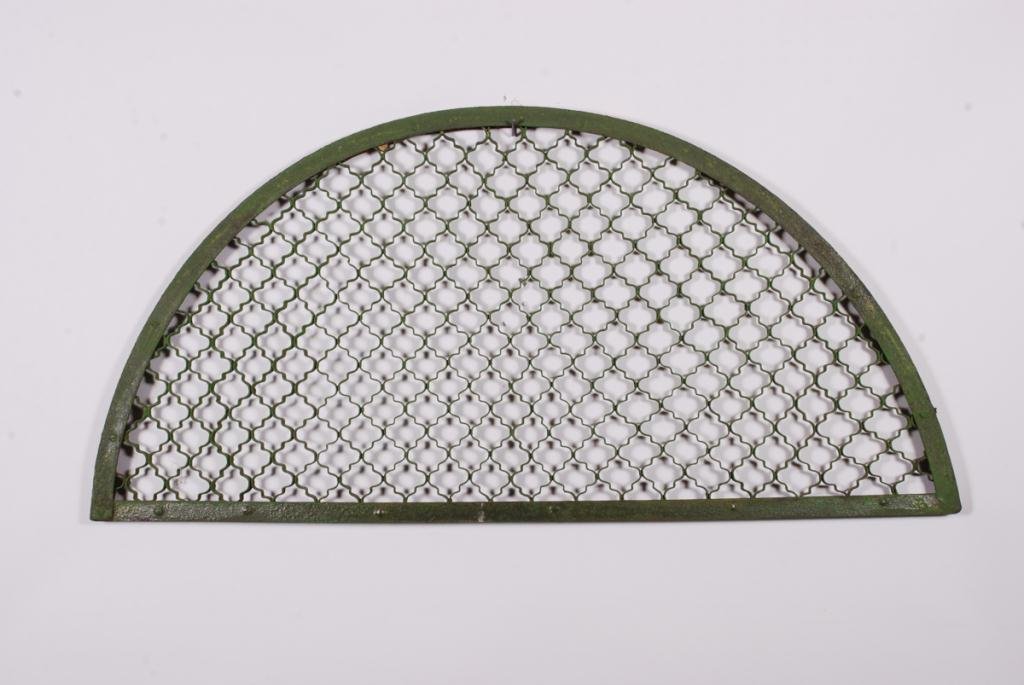 CAST IRON LUNETTE GRID IN GREEN PAINT (1 of 3)